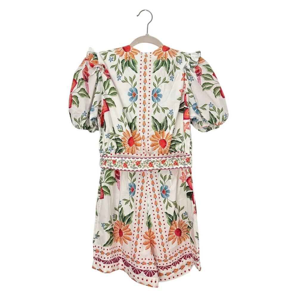Farm Rio Floral Embroidered Belted Romper Size XS - Picture 2 of 8